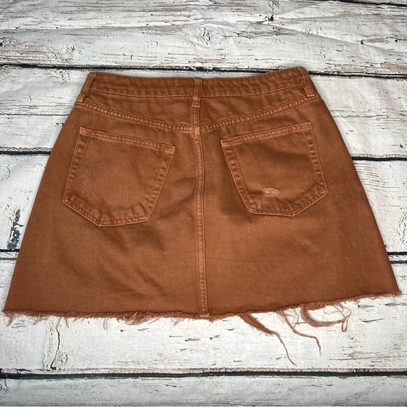 FP We the Free Distressed Denim Mini Skirt Size  28 - Picture 7 of 8